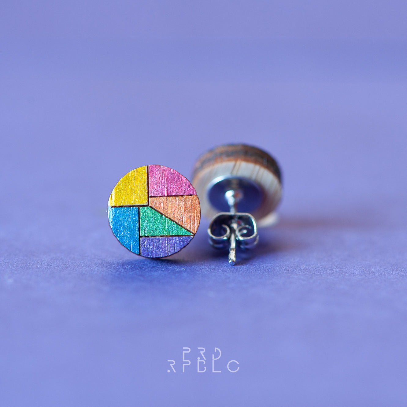 LGBT Rainbow Geometric Design Studs - Glitter