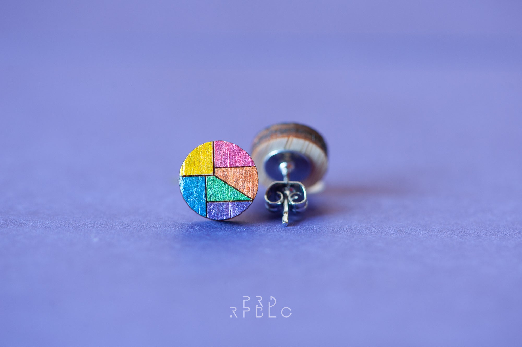 LGBT Rainbow Geometric Design Studs - Glitter
