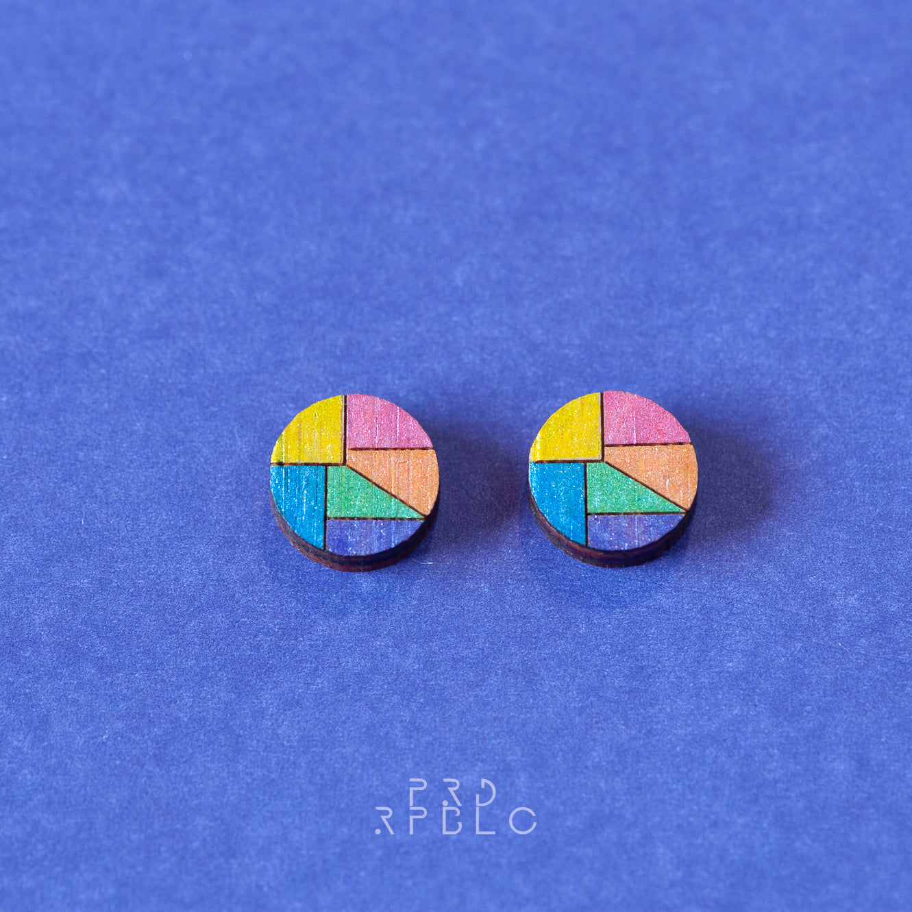 LGBT Rainbow Geometric Design Studs - Glitter