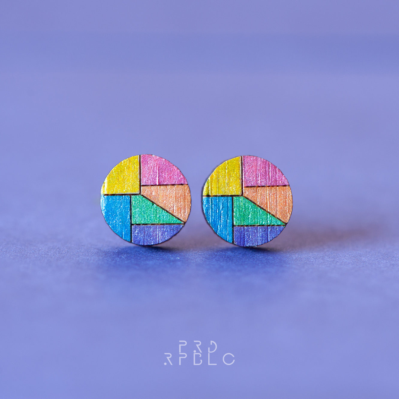 LGBT Rainbow Geometric Design Studs - Glitter
