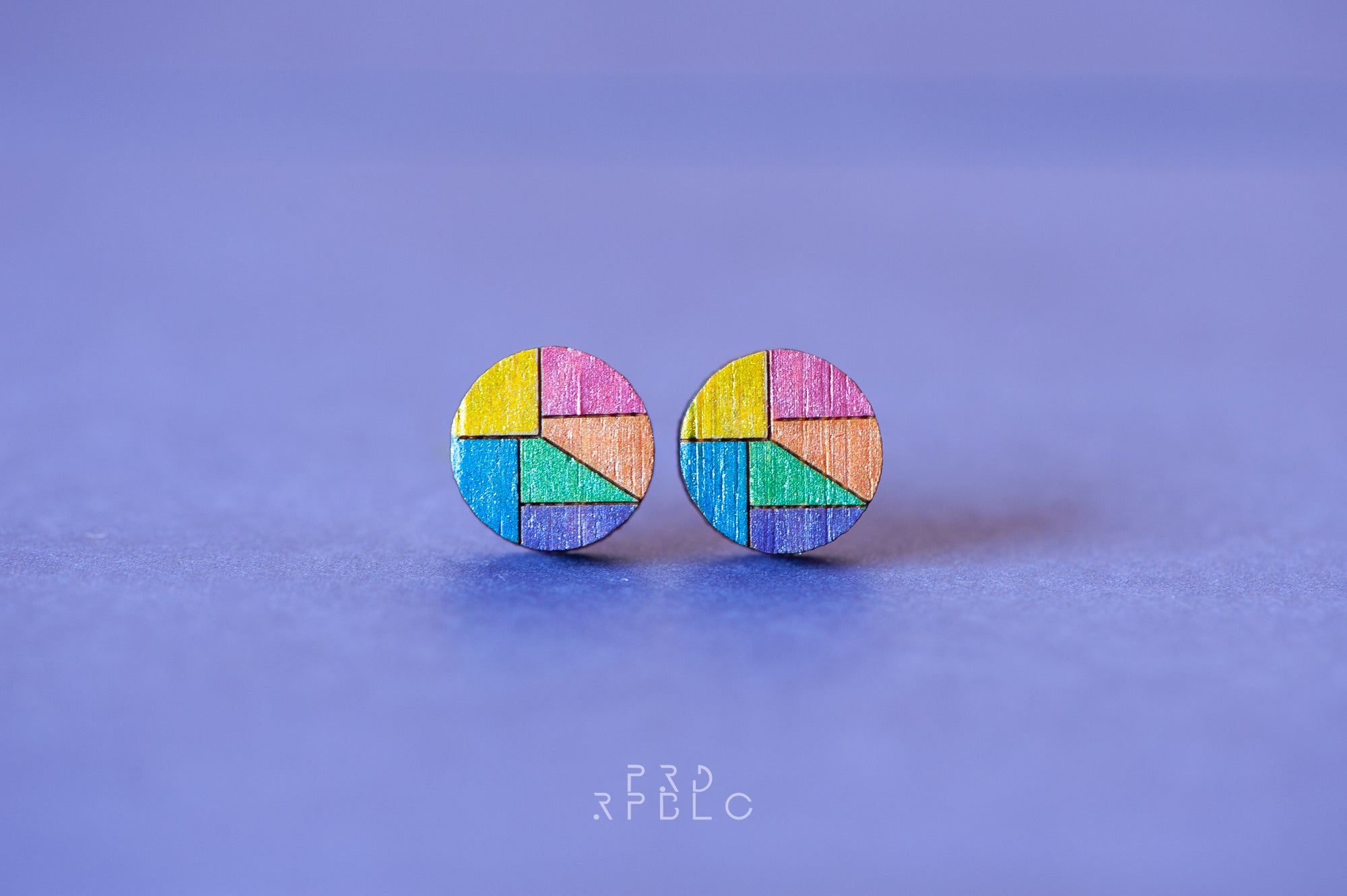 LGBT Rainbow Geometric Design Studs - Glitter