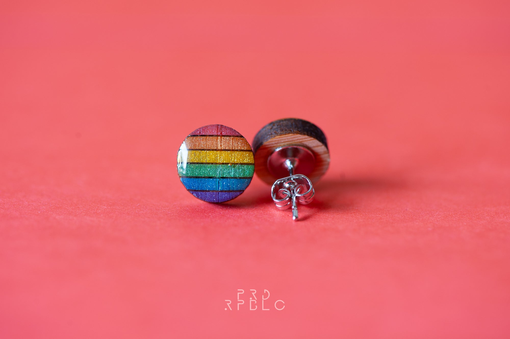 LGBT Rainbow Flag Studs - Glitter