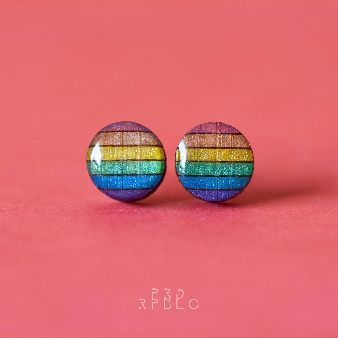 LGBT Rainbow Flag Studs - Glitter