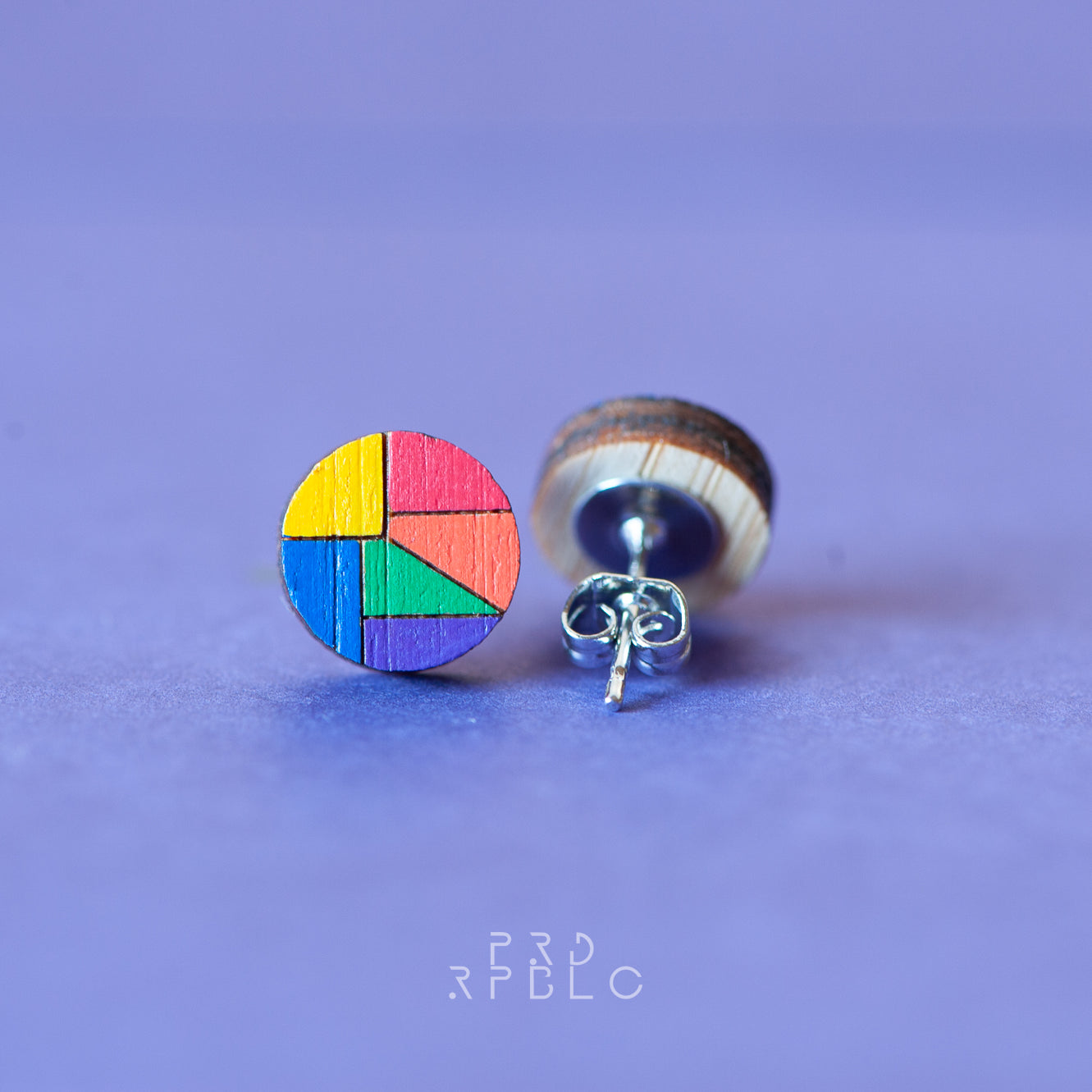 LGBT Rainbow Geometric Design Studs