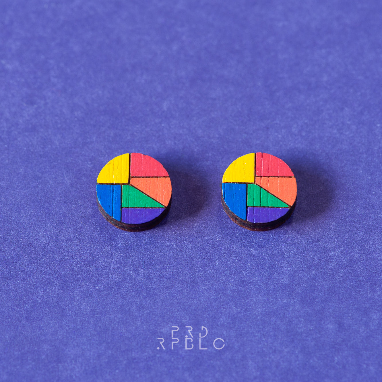 LGBT Rainbow Geometric Design Studs