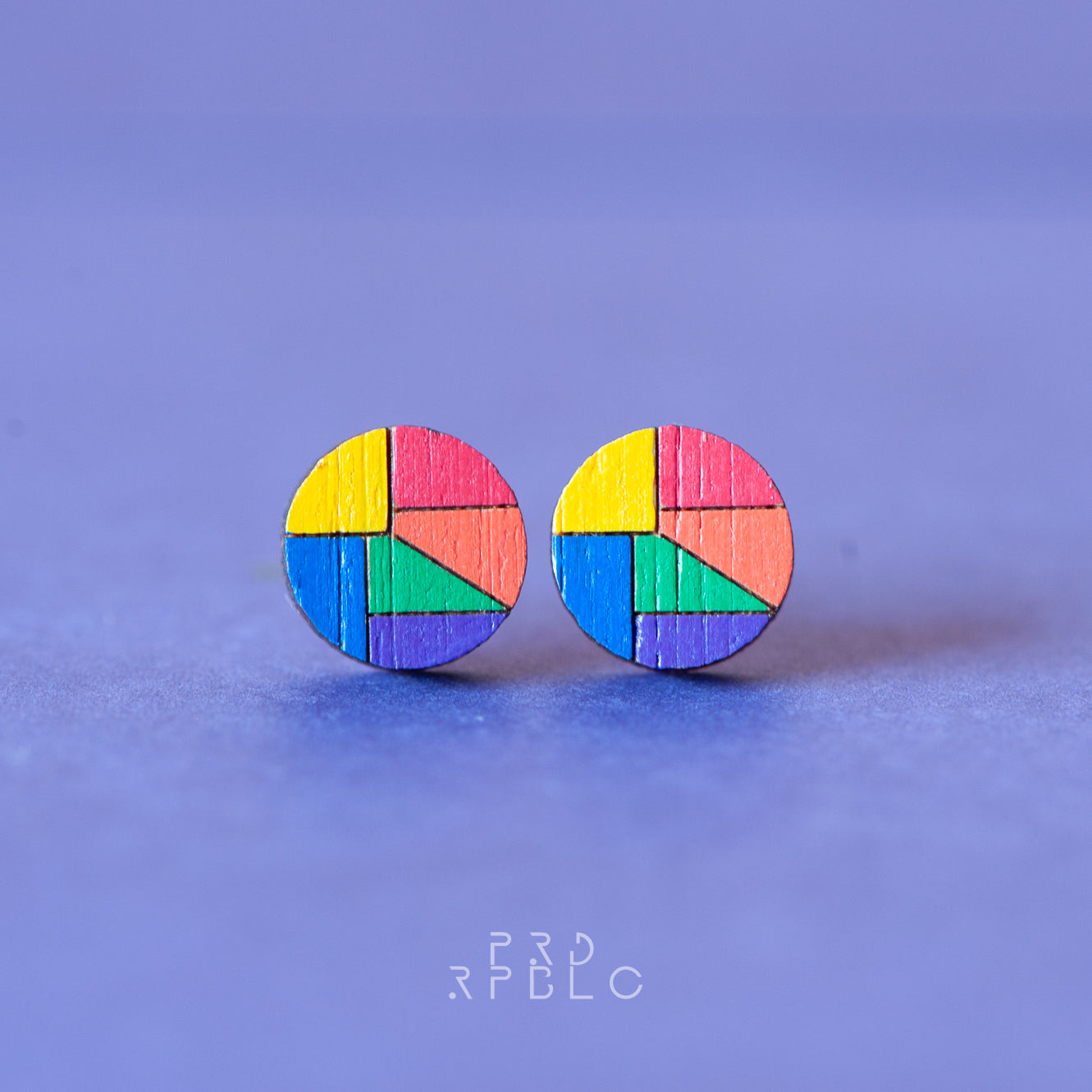 LGBT Rainbow Geometric Design Studs