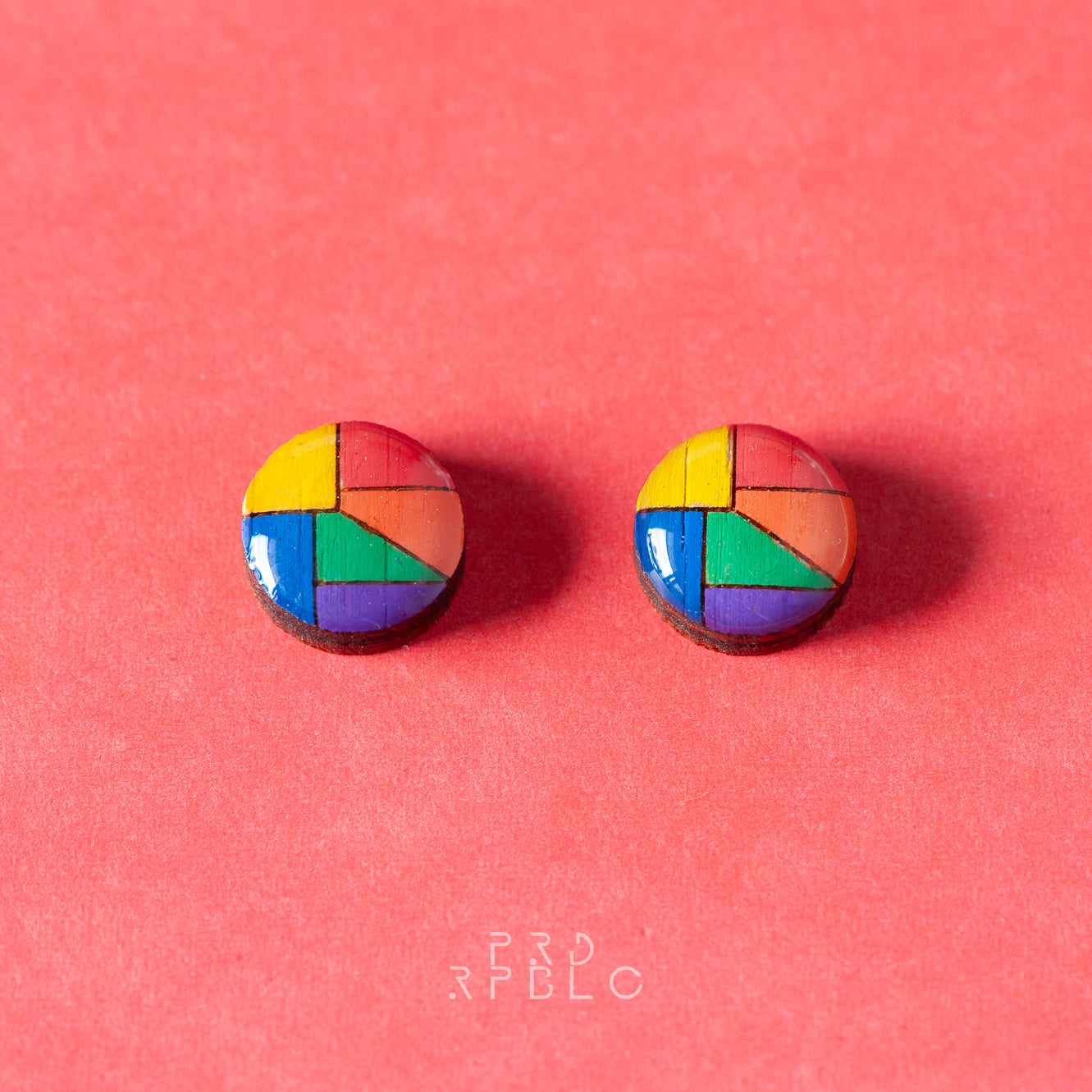 LGBT Rainbow Geometric Design Studs