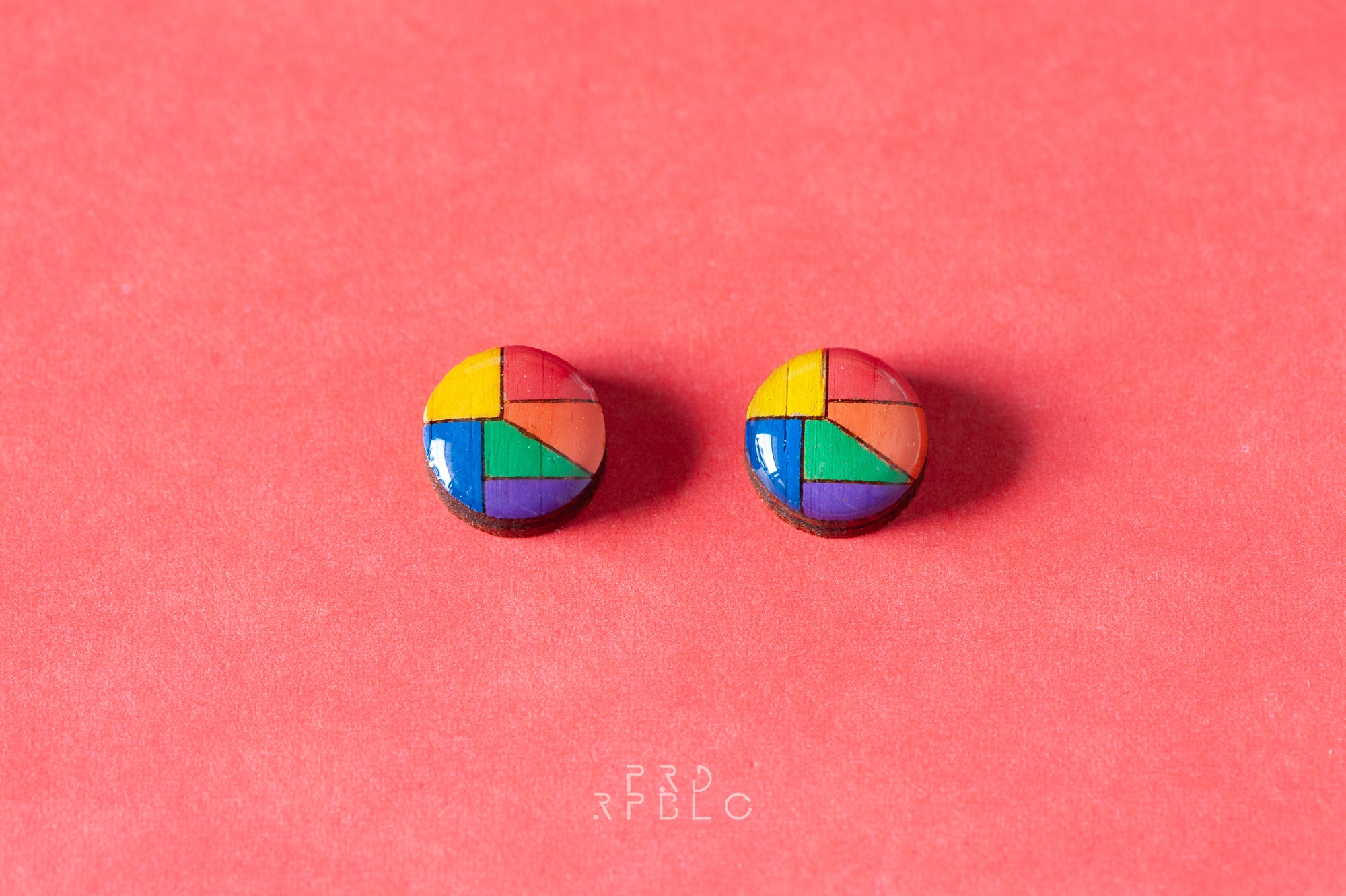 LGBT Rainbow Geometric Design Studs
