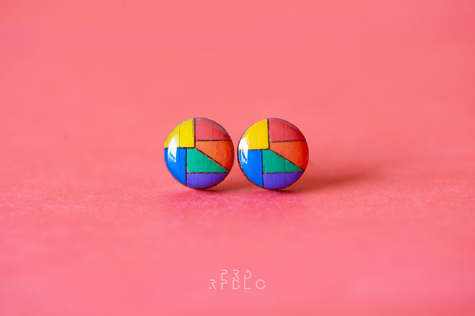 LGBT Rainbow Geometric Design Studs
